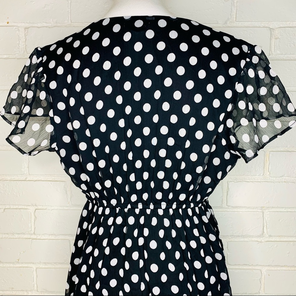 Maternity Black White Dot Short Sleeve Dress Lg - Picture 4 of 8